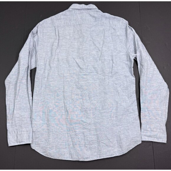 J Crew Mens Baird McNutt Irish Linen Blend Shirt Sz Medium Long Sleeve Blue - Picture 3 of 13
